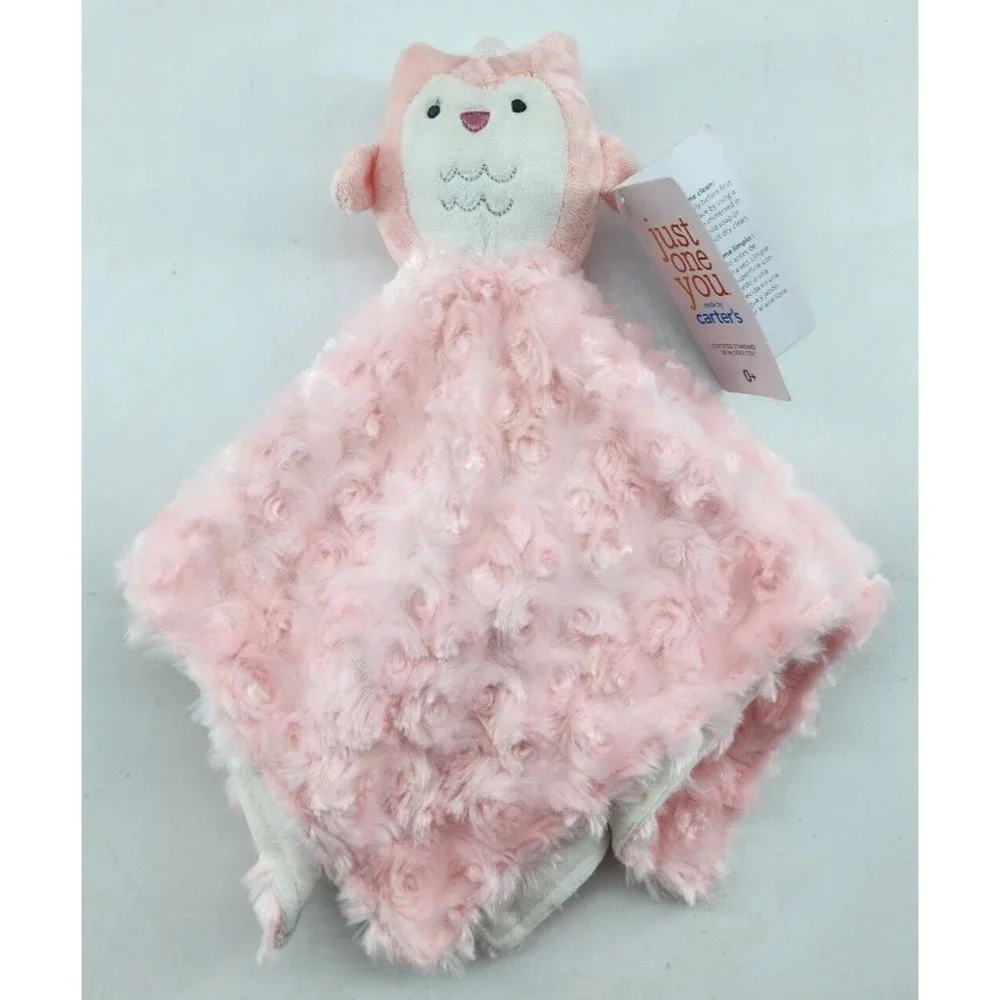 NEW‎ Carters Just One You Plush PINK OWL Baby Security Blanket Lovey Fuzzy 2021